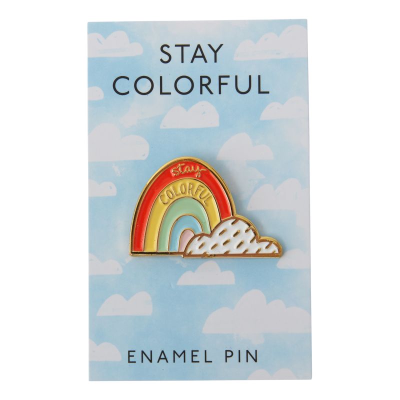 stay colorful enamel pin shop now at flower + furbishcelebration, Enamel pin, Gift, pin, Rainbow, shipping