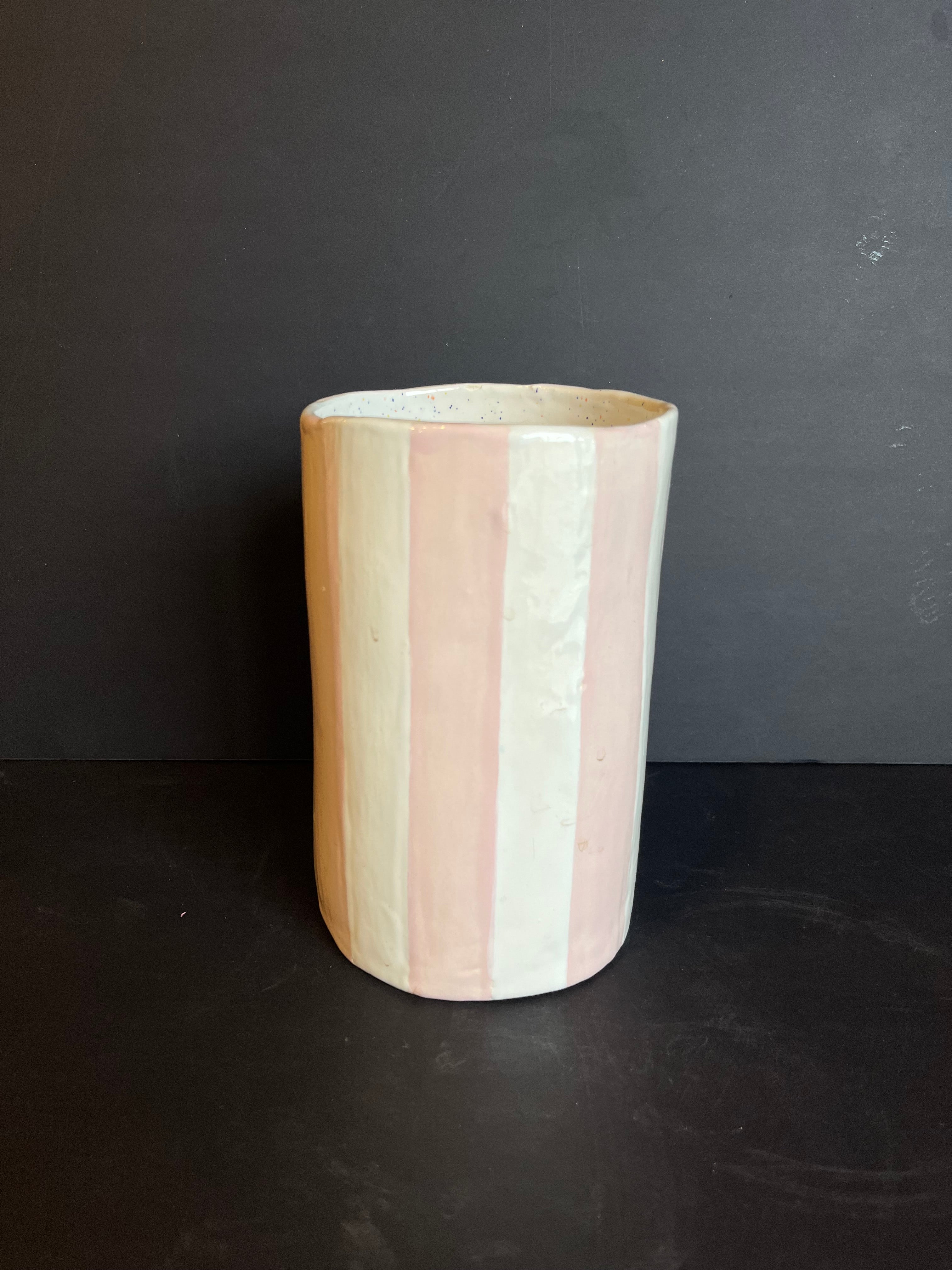 pink and white striped vase shop now at flower + furbishshipping, vase