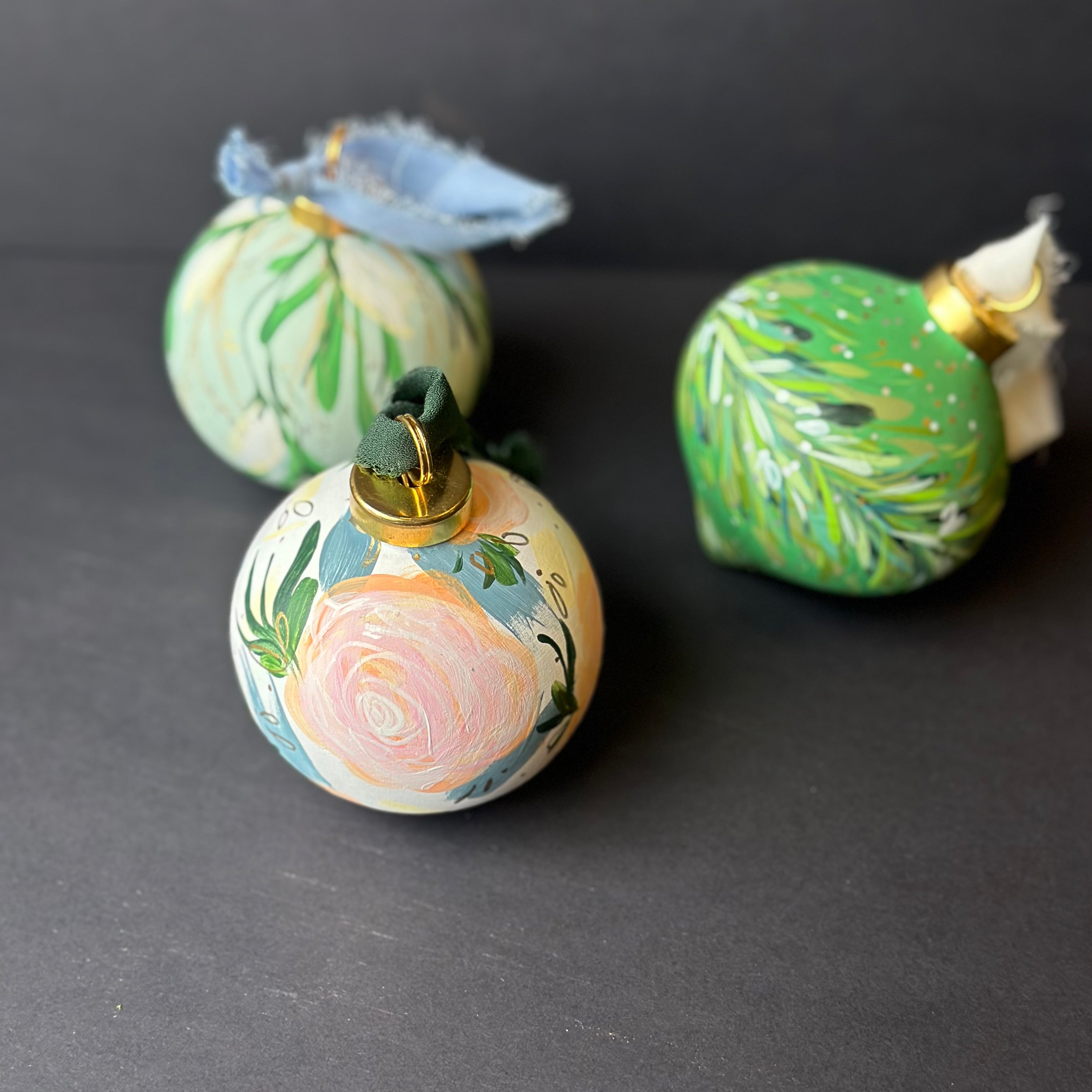 hand painted ornaments shop now at flower + furbishChristmas, Gift, Handmade, local maker, ornament, shipping