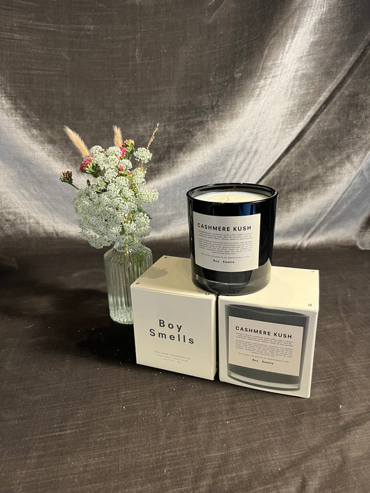 cashmere kush boy smells candle candle from flower + furbish Shop now at flower + furbish