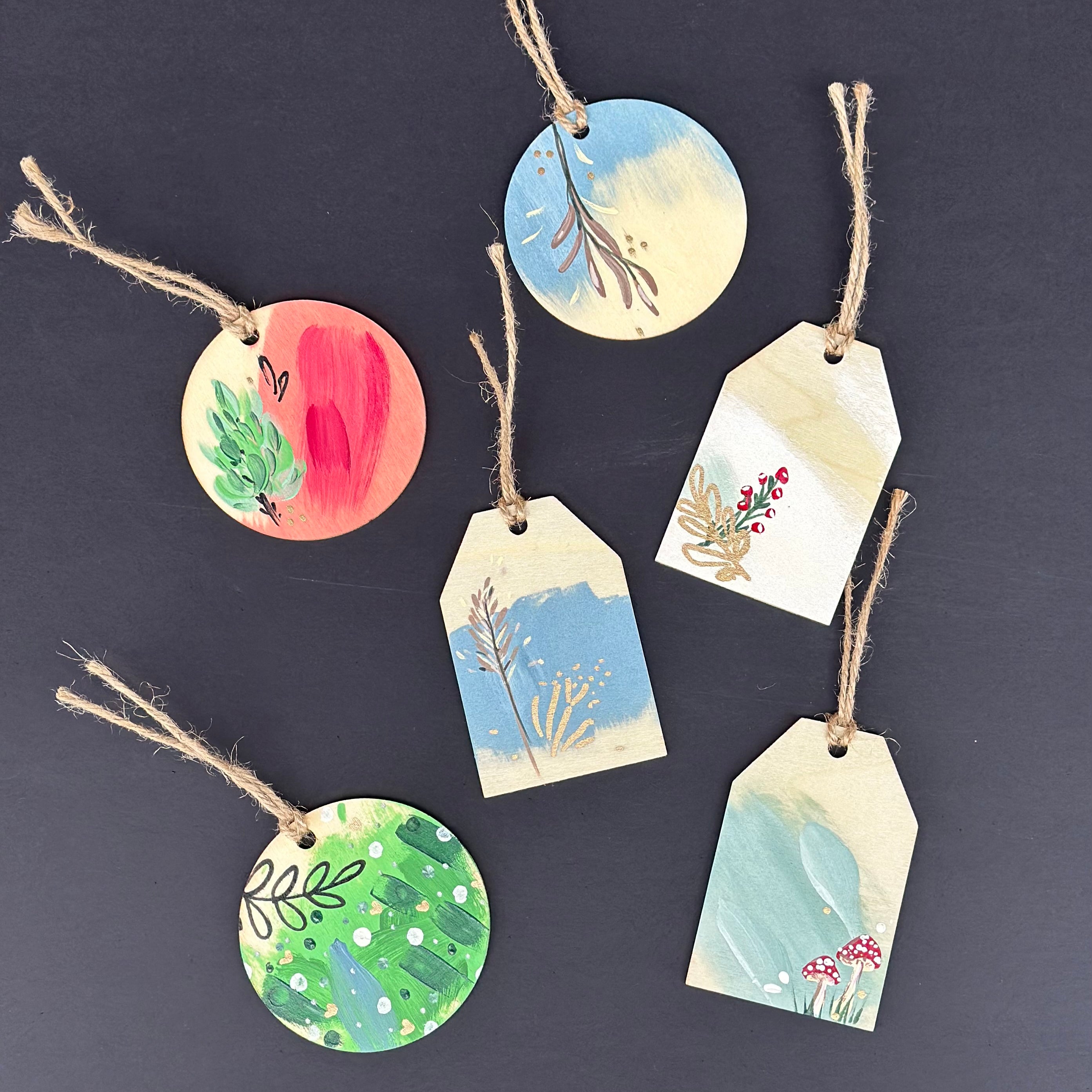 hand painted gift tags shop now at flower + furbishChristmas, Gift, Handmade, local maker, ornament, shipping