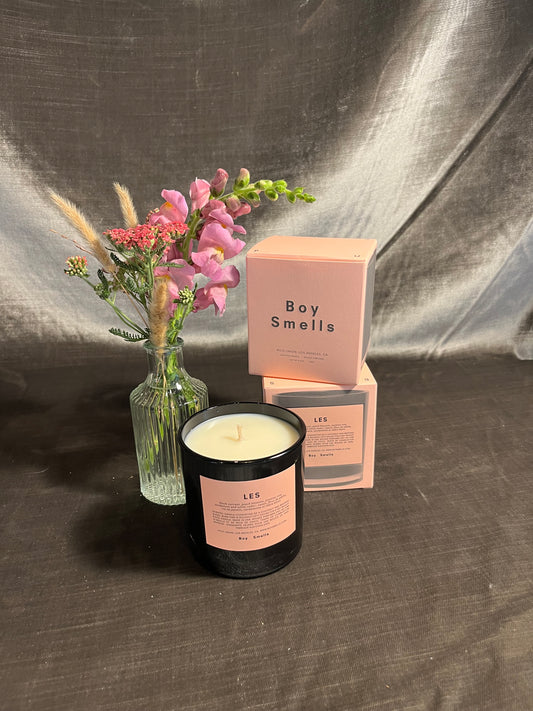 les boy smells candle candle from flower + furbish Shop now at flower + furbish