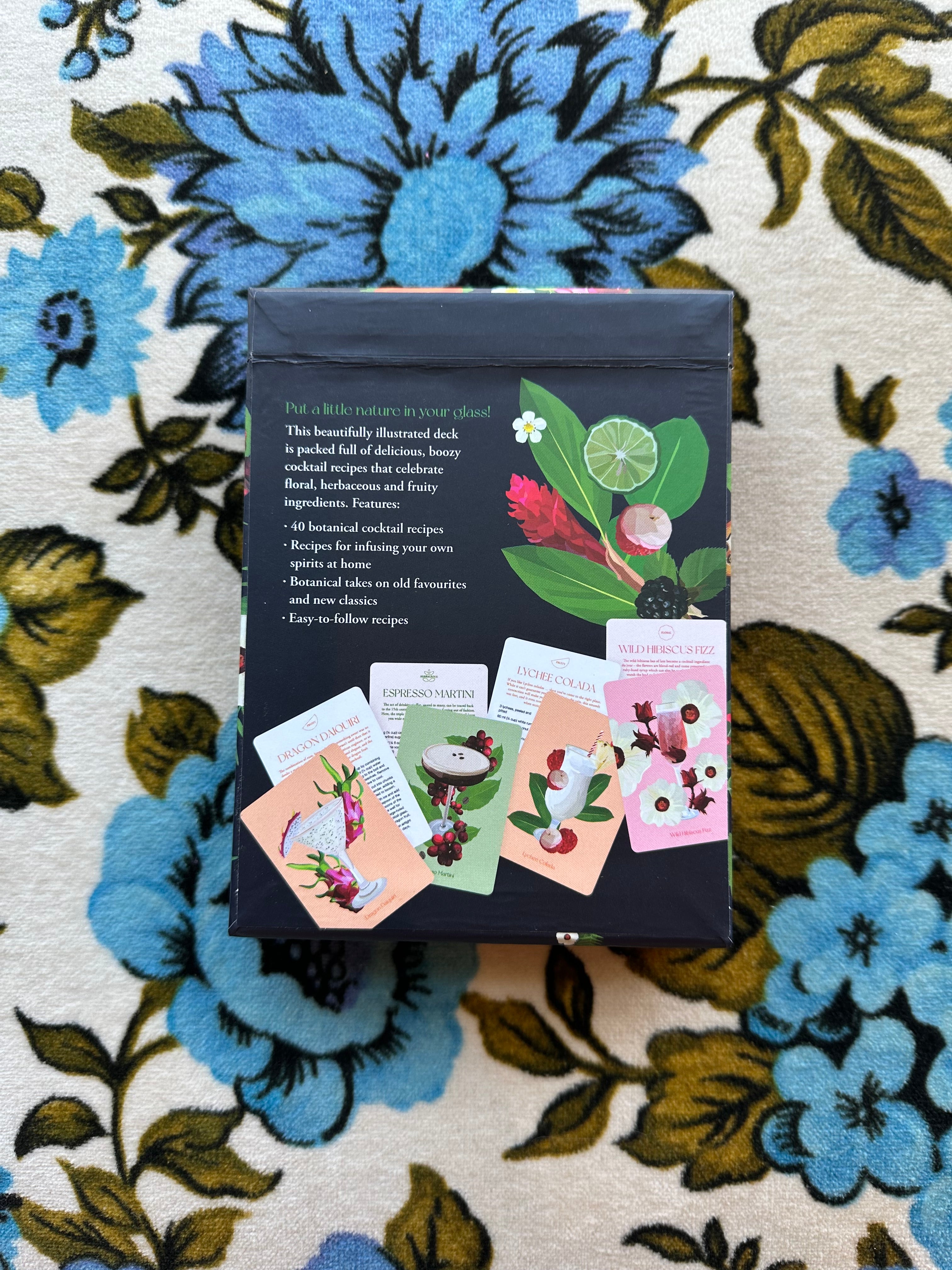 the botanical cocktail deck of cards: 50 cocktail recipe cards inspired by nature shop now at flower + furbishBook, Gift, shipping