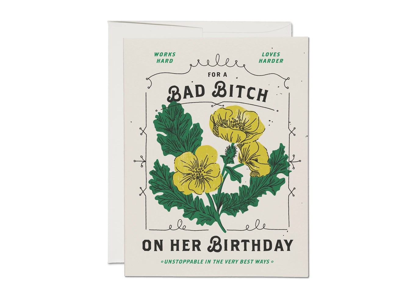 bad bitch birthday blank card shop now at flower + furbishbirthday, blank card, card, celebration, shipping