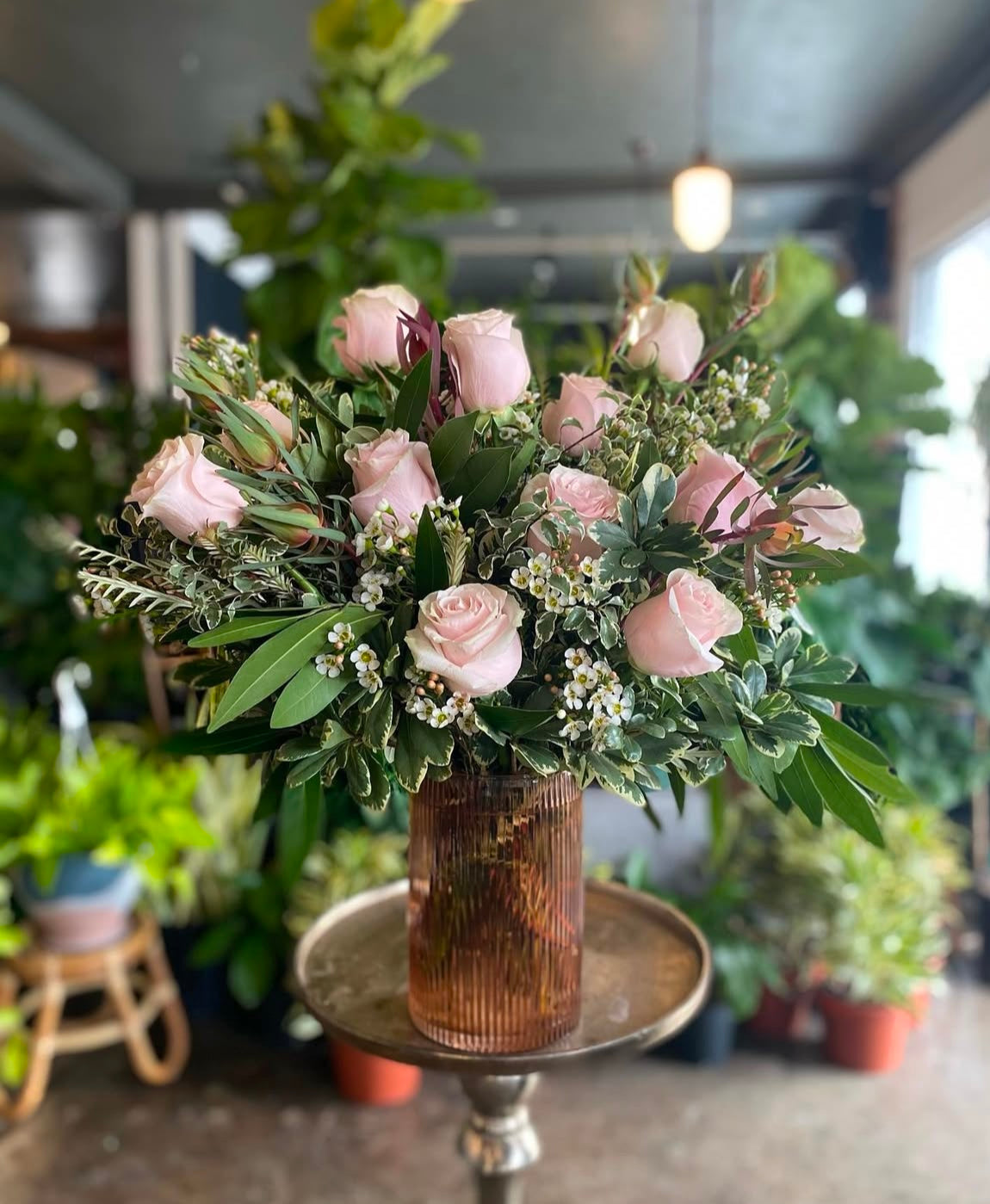 dozen roses in a vase shop now at flower + furbishFlowers, Gift, Valentine’s day, vased arrangement