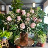 dozen roses in a vase shop now at flower + furbishFlowers, Gift, Valentine’s day, vased arrangement