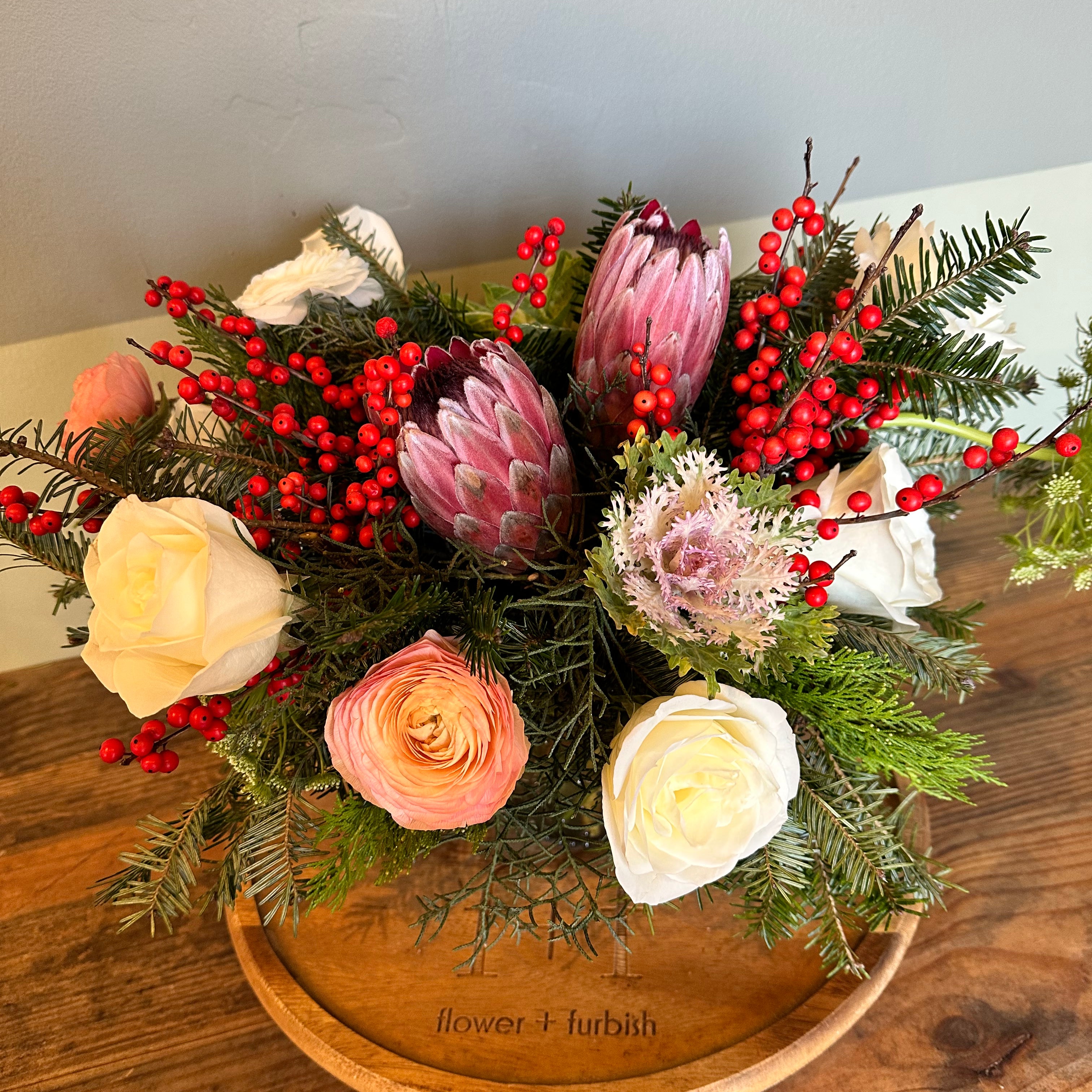 holiday sweater shop now at flower + furbishfloral arrangement, Flowers, Holiday, Thanksgiving, vase, vased arrangement