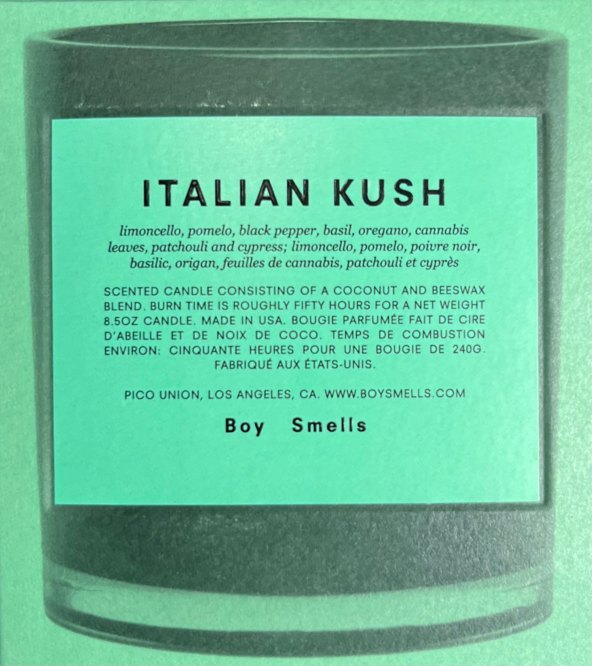 Italian kush boy smells candle candle from flower + furbish Shop now at flower + furbish