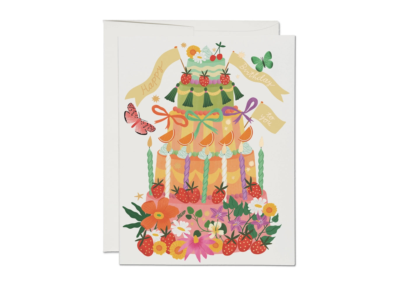 whimsical birthday cake blank card shop now at flower + furbishblank card, card, celebration, shipping