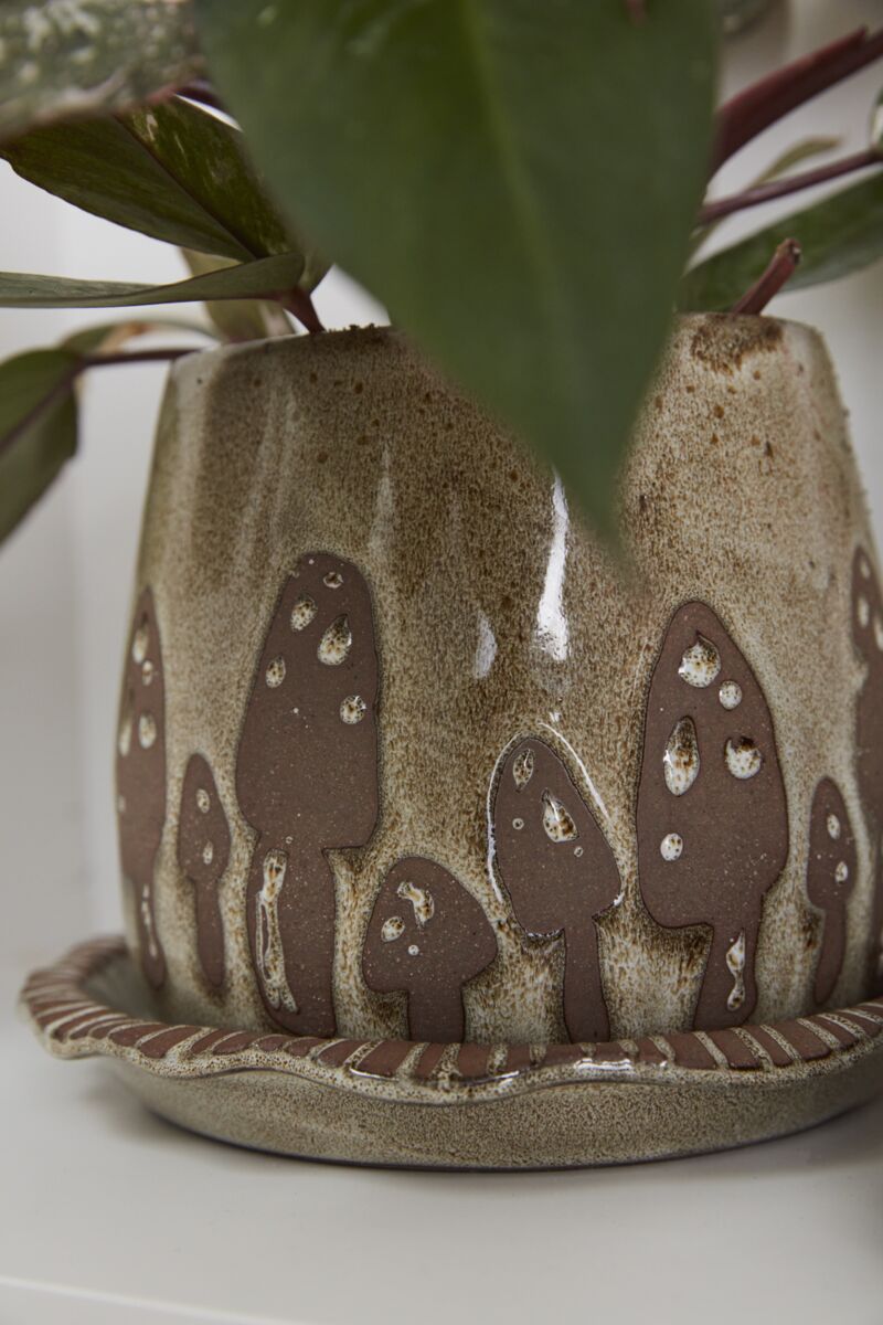 wild mushroom pot and saucer shop now at flower + furbishshipping